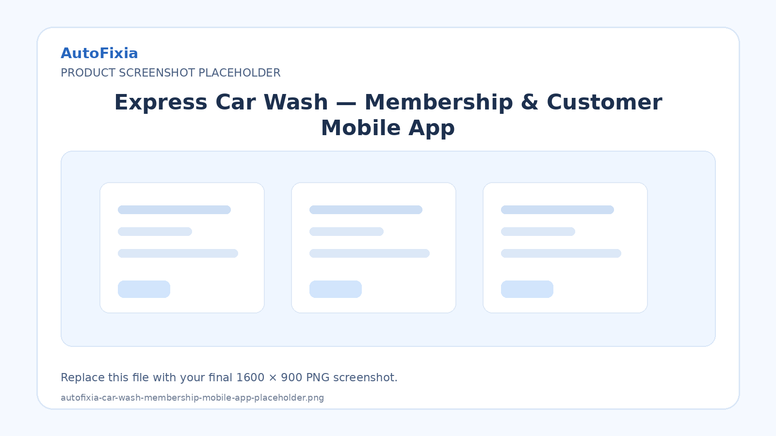 AutoFixia car wash membership and mobile app screen