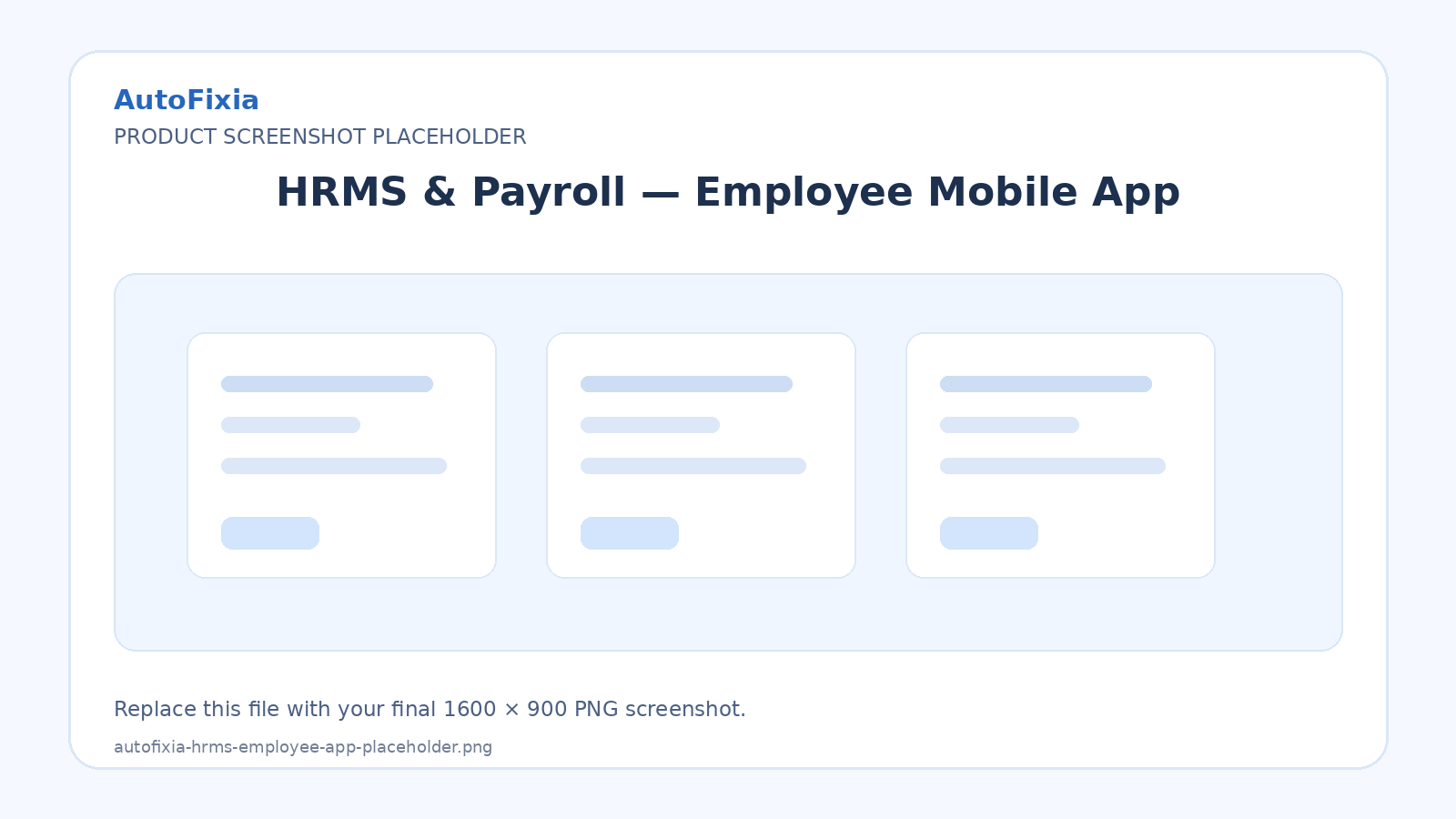 AutoFixia employee mobile app leave and self service placeholder
