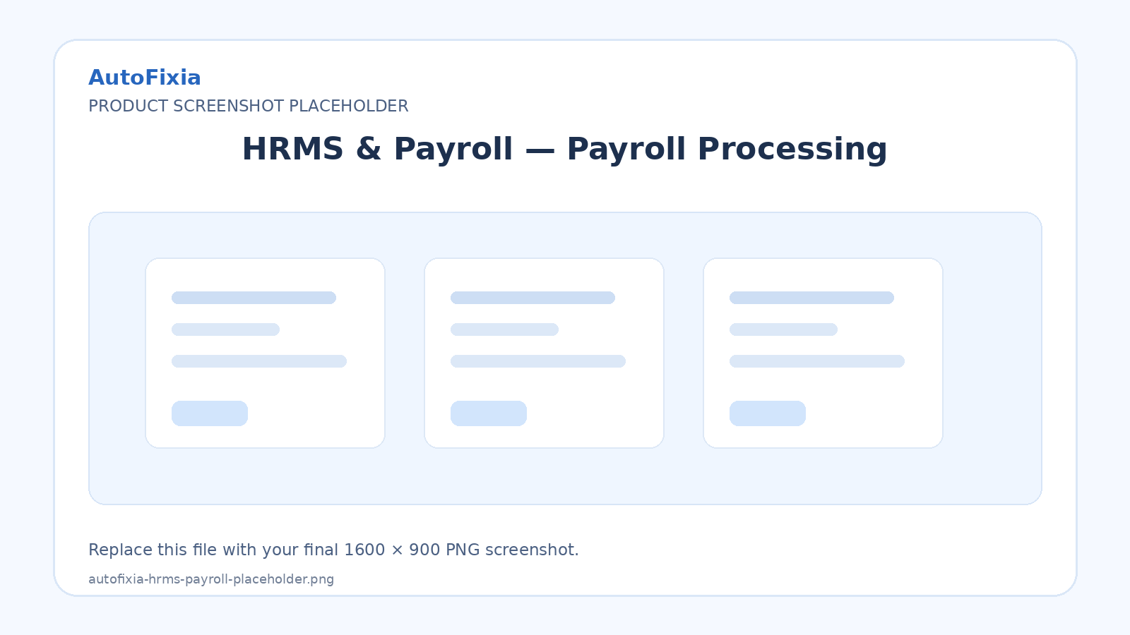 AutoFixia payroll processing and approval placeholder