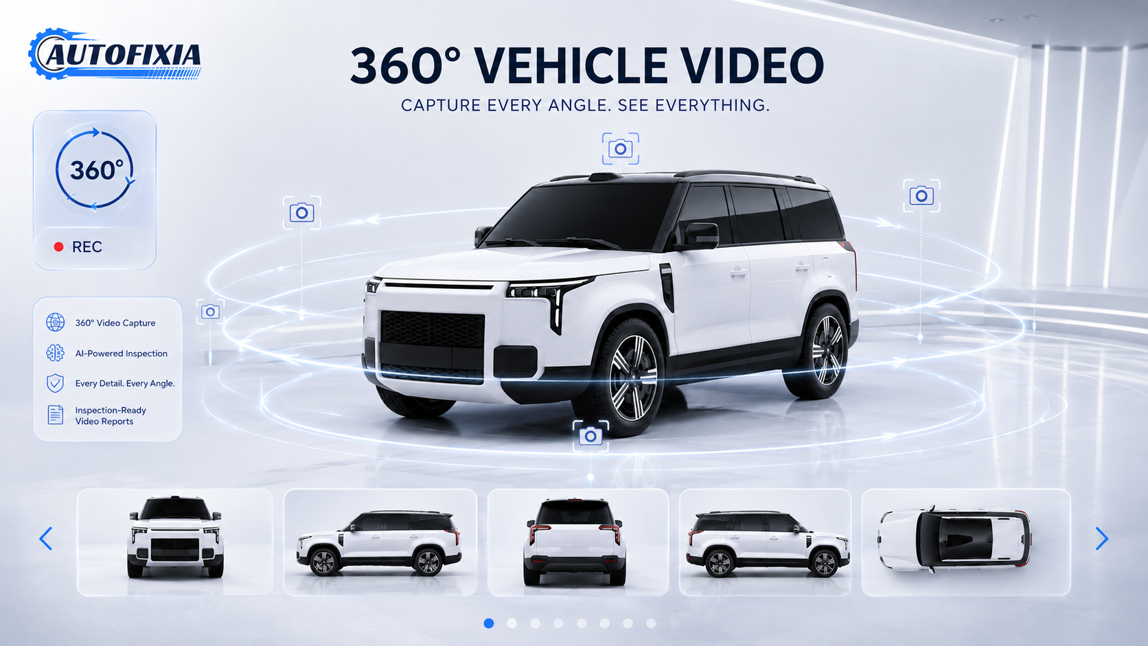 AutoFixia 360 degree vehicle video inspection for PDI and damage documentation